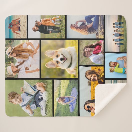 Creëer Uw eigen 12 fotocollage Sherpa Deken (Voorkant (horizontaal))