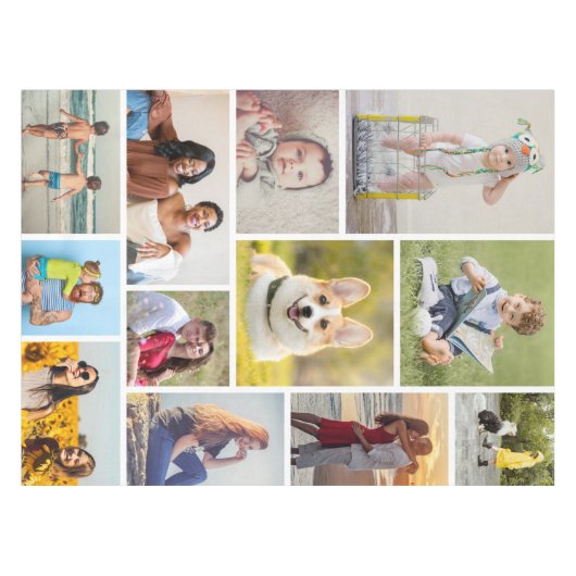 Creëer Uw eigen 12 fotocollage Tafelkleed (Voorkant (Horizontaal))