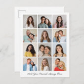 Creëer Uw eigen 12-fotocollage voegt uw groet toe Briefkaart (Voorkant / Achterkant)