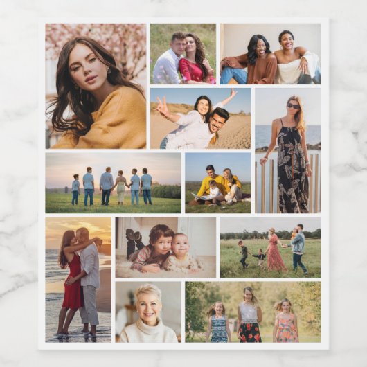 Creëer Uw eigen 12 fotocollage Wijn Etiket (Enkel label)