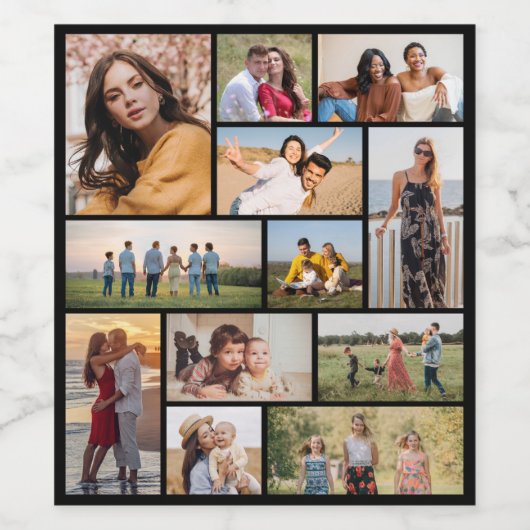 Creëer Uw eigen 12 fotocollage Wijn Etiket (Enkel label)