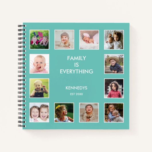 Creëer Uw eigen 12 Lijst voor fotocollage Blauwgro Notitieboek (Voorkant)