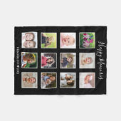 Creëer Uw eigen 12-serie Foto Collage Black Fleece Deken (Voorkant (Horizontaal))