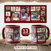 Creëer Uw Eigen 13 Familie Foto Collage Maroon Mok