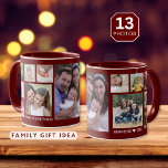 Creëer Uw Eigen 13 Familie Foto Collage Maroon Mok<br><div class="desc">Unieke fotocollage mok om te personaliseren met 13 foto's. Voeg je familienaam toe,  jaar om het exclusief te maken. Het citaat 'familie is alles' maakt het een speciaal aandenken cadeau voor feestdagen en speciale gelegenheden.</div>