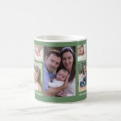 Creëer Uw Eigen 13 Familie Foto Collage Sage Green Koffiemok (Center)