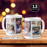 Creëer Uw Eigen 13 Familie Foto Collage Wit Koffiemok<br><div class="desc">Unieke fotocollage mok om te personaliseren met 13 foto's. Voeg je familienaam toe,  jaar om het exclusief te maken. Het citaat 'familie is alles' maakt het een speciaal aandenken cadeau voor feestdagen en speciale gelegenheden.</div>