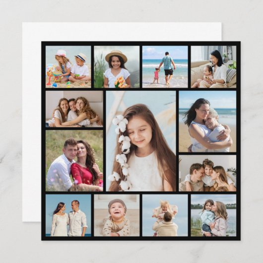 Creëer Uw eigen 13 Foto Collage Flat Kaart (Voorkant / Achterkant)