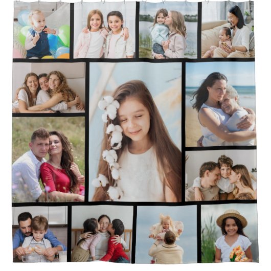 Creëer Uw eigen 13 fotocollage Douchegordijn (Voorkant)