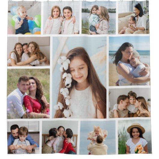 Creëer Uw eigen 13 fotocollage Douchegordijn (Voorkant)