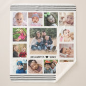 Creëer Uw eigen 13 Fotocollage Familie Keepsake Sherpa Deken (Voorkant)
