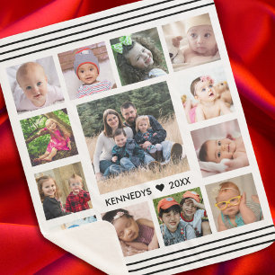 Creëer Uw eigen 13 Fotocollage Familie Keepsake Sherpa Deken