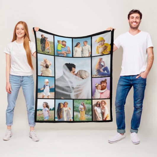 Creëer Uw eigen 13 fotocollage Fleece Deken (In situ)