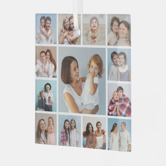Creëer Uw eigen 13 fotocollage Glas Ornament (Voorkant links)