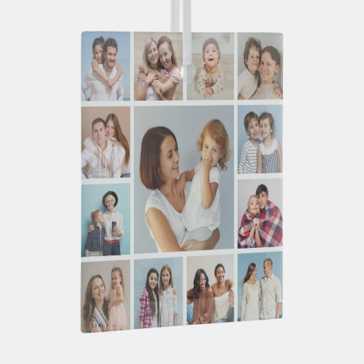 Creëer Uw eigen 13 fotocollage Glas Ornament (Voorkant Rechts)
