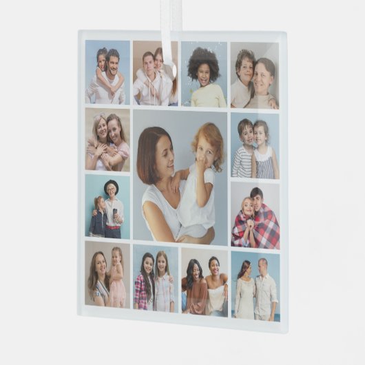 Creëer Uw eigen 13 fotocollage Glas Ornament (Voorkant links)