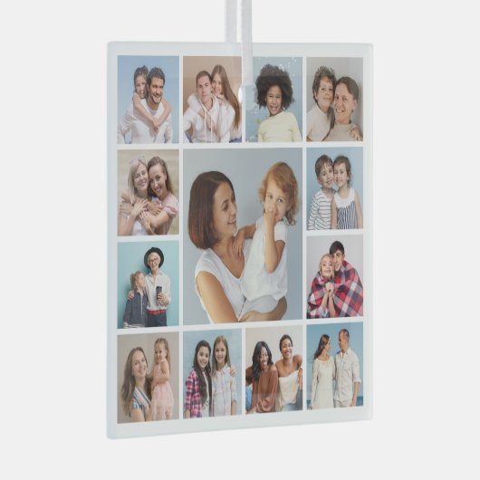 Creëer Uw eigen 13 fotocollage Glas Ornament (Voorkant Rechts)