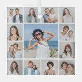 Creëer Uw eigen 13 fotocollage Glas Ornament (Voorkant)