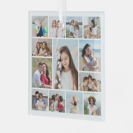 Creëer Uw eigen 13 fotocollage Glas Ornament (Voorkant links)