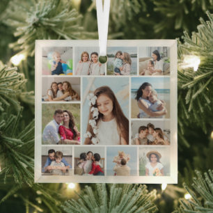 Creëer Uw eigen 13 fotocollage Glas Ornament
