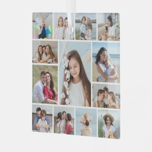 Creëer Uw eigen 13 fotocollage Glas Ornament (Voorkant links)