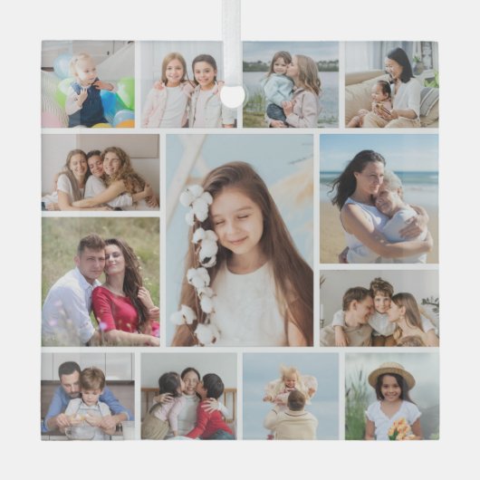 Creëer Uw eigen 13 fotocollage Glas Ornament (Voorkant)