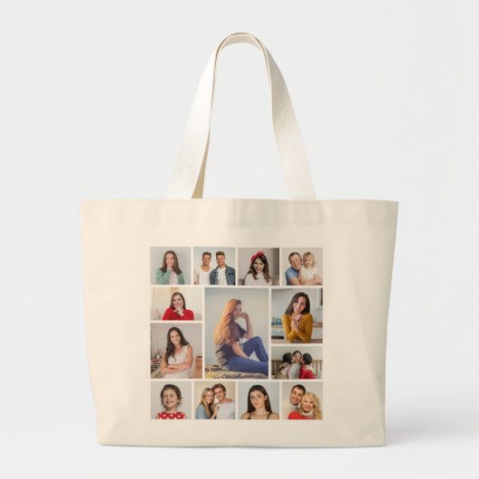 Creëer Uw eigen 13 fotocollage Grote Tote Bag (Voorkant)
