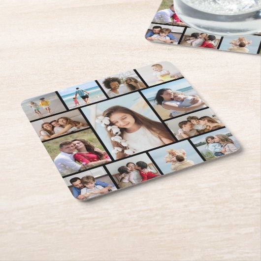 Creëer Uw eigen 13 fotocollage Kartonnen Onderzetters (Schuin)