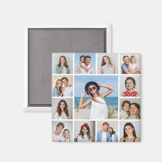 Creëer Uw eigen 13 fotocollage Magneet (Voorkant / Achterkant)