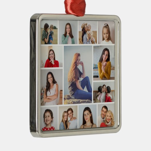 Creëer Uw eigen 13 fotocollage Metalen Ornament (Rechts)