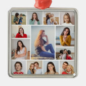 Creëer Uw eigen 13 fotocollage Metalen Ornament (Voorkant)