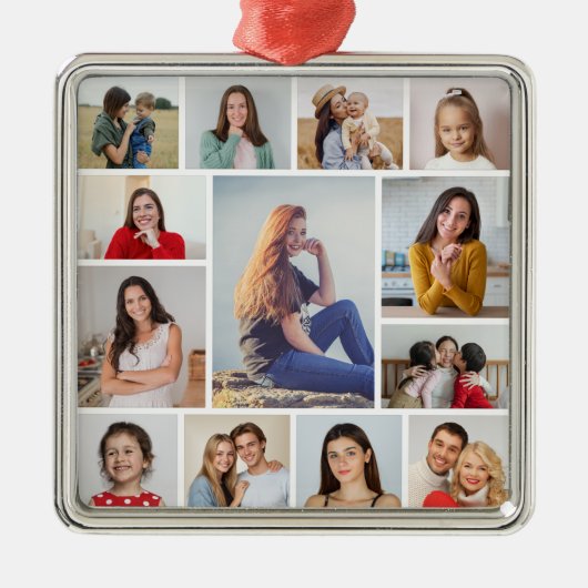 Creëer Uw eigen 13 fotocollage Metalen Ornament (Voorkant)