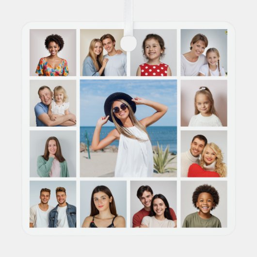 Creëer Uw eigen 13 fotocollage Metalen Ornament (Voorkant)
