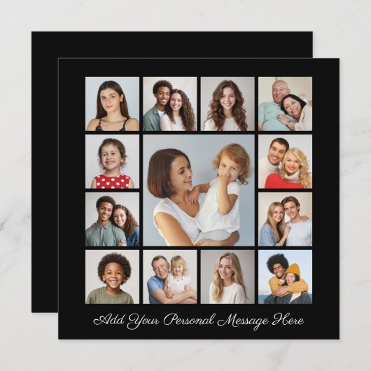 Creëer Uw eigen 13 fotocollage Uw groet toevoegen Notitiekaartje (Voorkant / Achterkant)