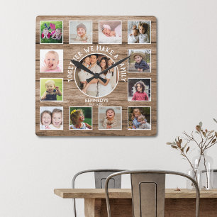 Creëer uw eigen 13 foto's collage bijtend Barn Wo Vierkante Klok