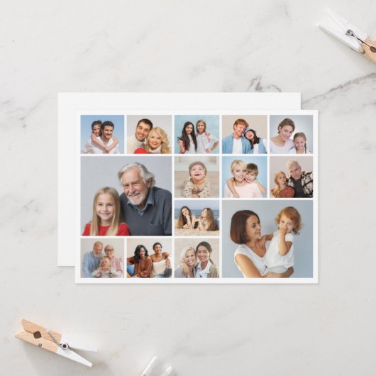Creëer Uw eigen 14 Fotocollage Groet Kaart (Voorkant / Achterkant in situ)