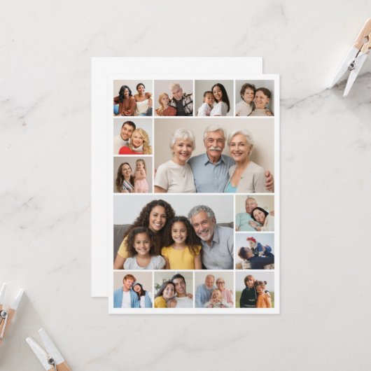 Creëer Uw eigen 14 Fotocollage Groet Kaart (Voorkant / Achterkant in situ)