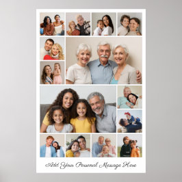 Creëer Uw eigen 14-fotocollage voegt uw groet toe Poster