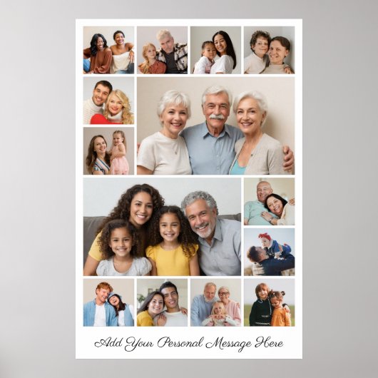 Creëer Uw eigen 14-fotocollage voegt uw groet toe Poster (Voorkant)