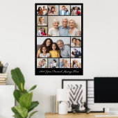 Creëer Uw eigen 14-fotocollage voegt uw groet toe Poster (Thuiskantoor)
