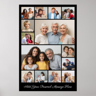 Creëer Uw eigen 14-fotocollage voegt uw groet toe Poster