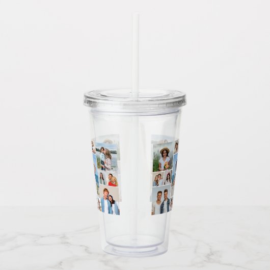 Creëer Uw eigen 15 fotocollage Acryl Drinkbeker (Rechts)
