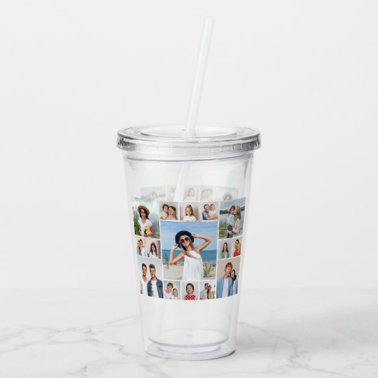 Creëer Uw eigen 15 fotocollage Acryl Drinkbeker (Achterkant)