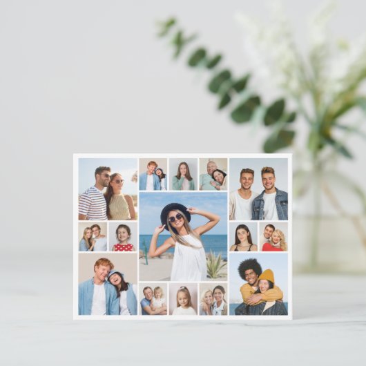 Creëer Uw eigen 15 fotocollage Briefkaart (Staand voorkant)