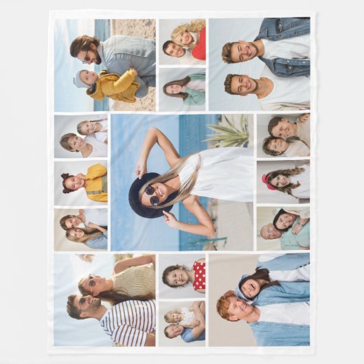 Creëer Uw eigen 15 fotocollage Fleece Deken (Voorkant)