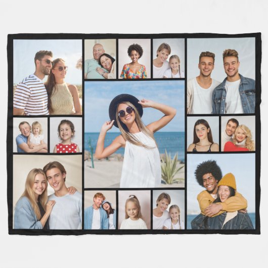 Creëer Uw eigen 15 fotocollage Fleece Deken (Voorkant (Horizontaal))