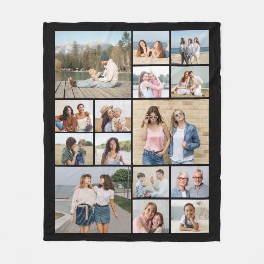 Creëer Uw eigen 15 fotocollage Fleece Deken (Voorkant)
