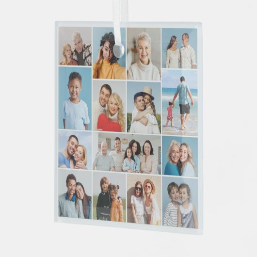 Creëer Uw eigen 15 fotocollage Glas Ornament (Voorkant links)