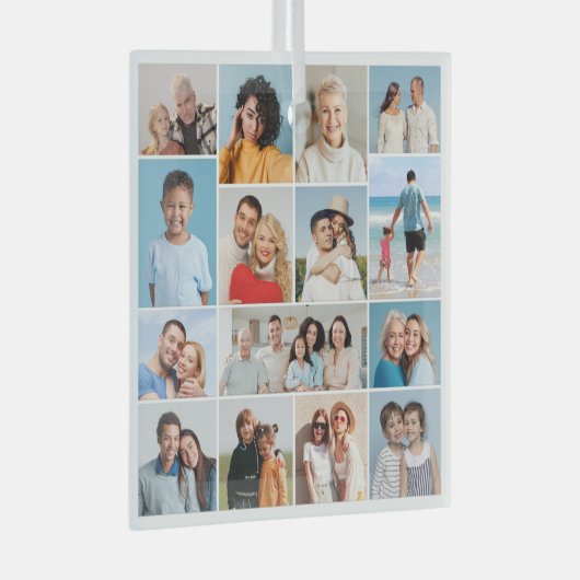 Creëer Uw eigen 15 fotocollage Glas Ornament (Voorkant Rechts)