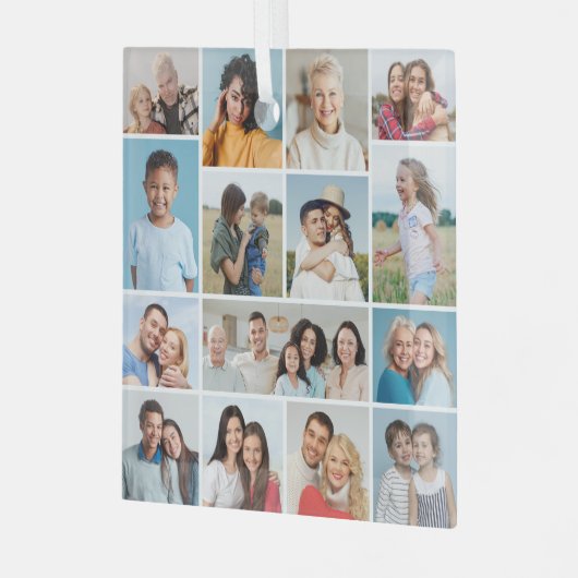 Creëer Uw eigen 15 fotocollage Glas Ornament (Voorkant links)